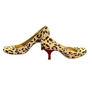 Kenneth Cole Reaction Calf Hair Leopard Print Round Toe Stilettos Size 10M
